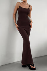 Brown Casual Elegant Bodycon Sling Maxi Dresses