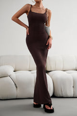 Brown Casual Elegant Bodycon Sling Maxi Dresses