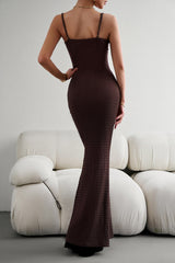 Brown Casual Elegant Bodycon Sling Maxi Dresses