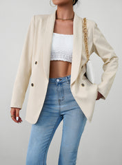 Apricot Fall Casual Blazers Long Sleeve Work Blazer Jackets