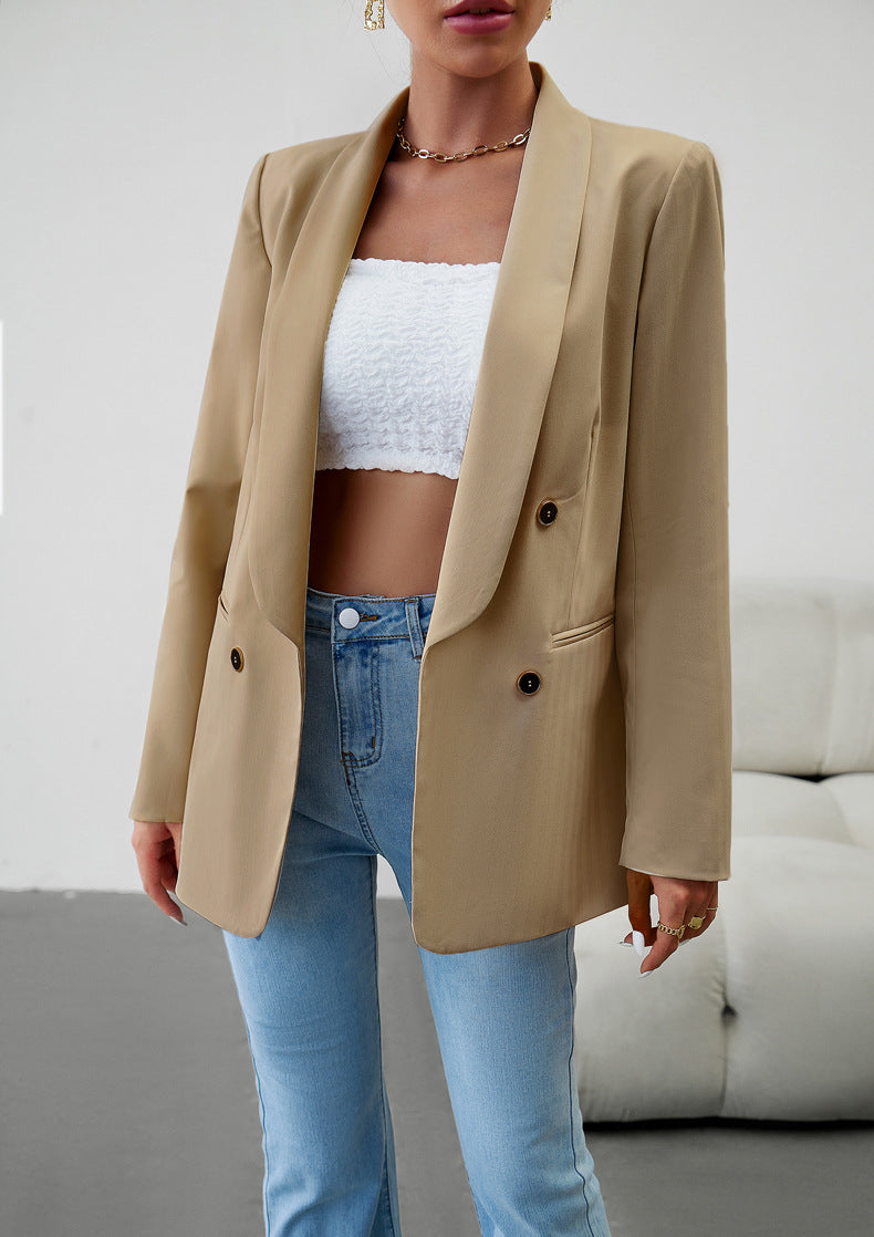 Khaki Fall Casual Blazers Long Sleeve Work Blazer Jackets