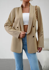 Khaki Fall Casual Blazers Long Sleeve Work Blazer Jackets