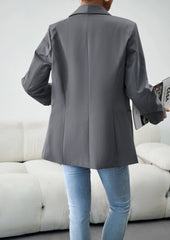 Grey Fall Casual Blazers Long Sleeve Work Blazer Jackets