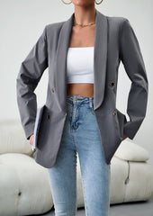 Grey Fall Casual Blazers Long Sleeve Work Blazer Jackets