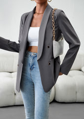 Grey Fall Casual Blazers Long Sleeve Work Blazer Jackets