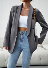 Grey Fall Casual Blazers Long Sleeve Work Blazer Jackets