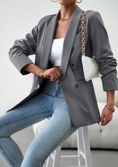 Grey Fall Casual Blazers Long Sleeve Work Blazer Jackets