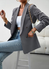 Grey Fall Casual Blazers Long Sleeve Work Blazer Jackets