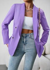 Purple Fall Casual Blazers Long Sleeve Work Blazer Jackets