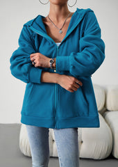 Blue Hoodies Jacket Sweatshirts Casual Zip With Pocket