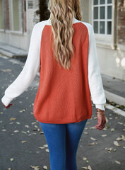 Orange Long Sleeve Turtleneck Knit Pullover Casual Sweater