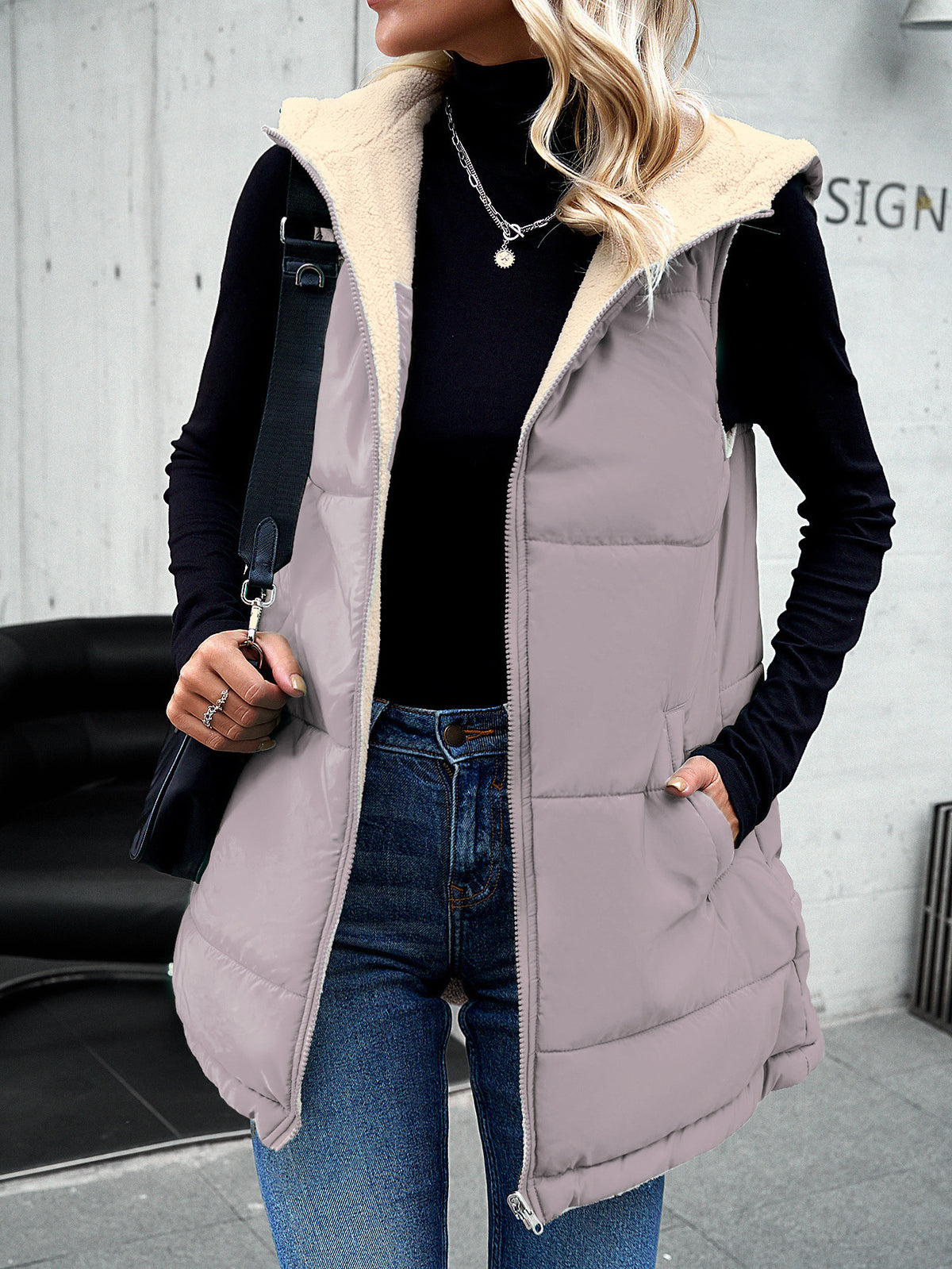 Lotus Color Women's Vest Sleeveless Fleece Jacket Hoodie