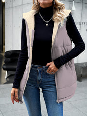 Lotus Color Women's Vest Sleeveless Fleece Jacket Hoodie