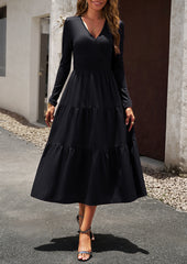 Black Floral Print Long Sleeve Wrap V-Neck Maxi Dress