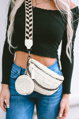 Colorblock Strap Chain Shoulder Bag With Coin Purse