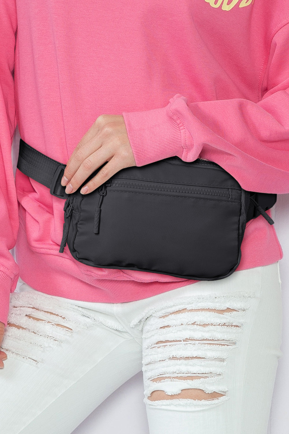 Wide Belt Zipped Square Crossbody Bag