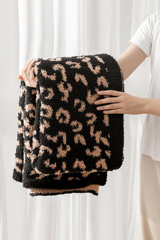 Black Leopard Grain Knitting Blanket