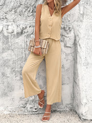 2 Piece Vest Sleeveless V Neck Vest Jacket And Pants