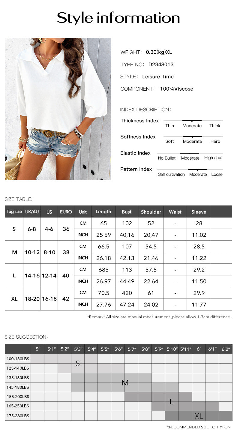 Casual Lapel V Neck Long Sleeve Knitted Pullover Sweater