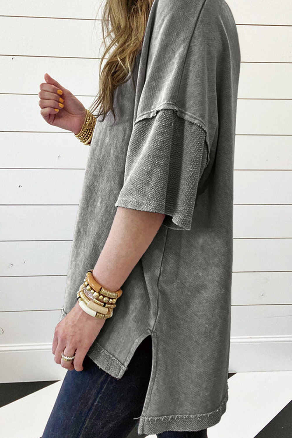 Mineral Wash Exposed Seam Drop Shoulder Oversized Tee