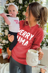 Fiery Red MERRY MAMA Long Sleeve Pullover Sweatshirt