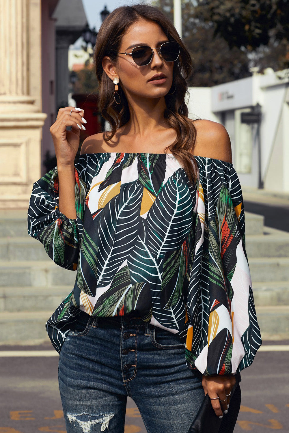 Off-The-Shoulder Top With Elastic Neckline