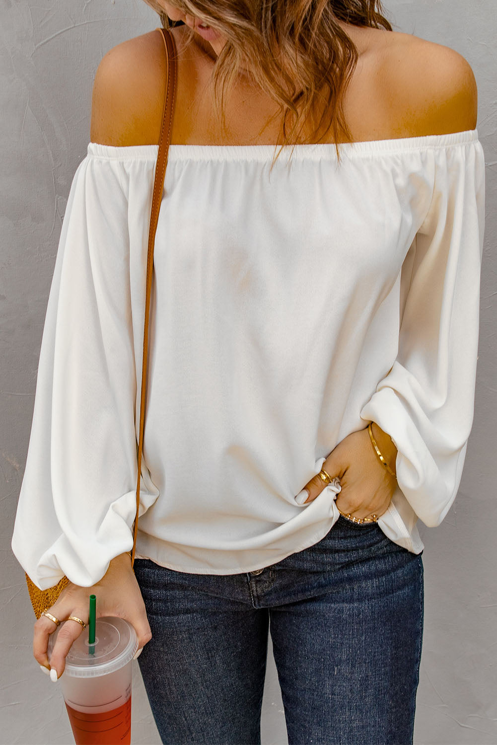 Off-The-Shoulder Top With Elastic Neckline