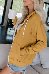 Zip-Up Pocket Drawstring Hoodie Jacket