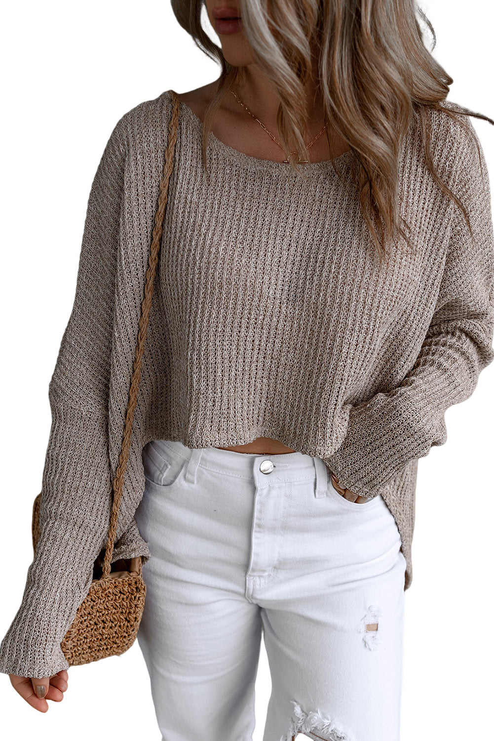 Slouchy Dolman Sleeve High Low Sweater