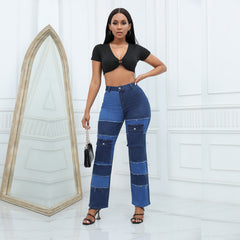 High Quality Straight Panel High Waist Jeans For Women