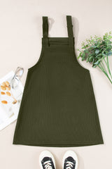 Solid Front Pockets Sleeveless Corduroy Overall Dress