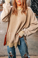 Customizable Drop Shoulder Ribbed Trim Oversized Sweatshirt