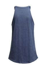 Blue Solid Color Crew Neck Tank Top