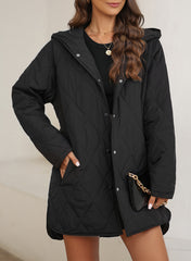 Split Long Sleeve Cotton-padded Jacket Warm Hooded Coat