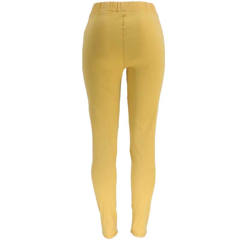 Yellow High Waisted Hip Lifting Women's Jeans