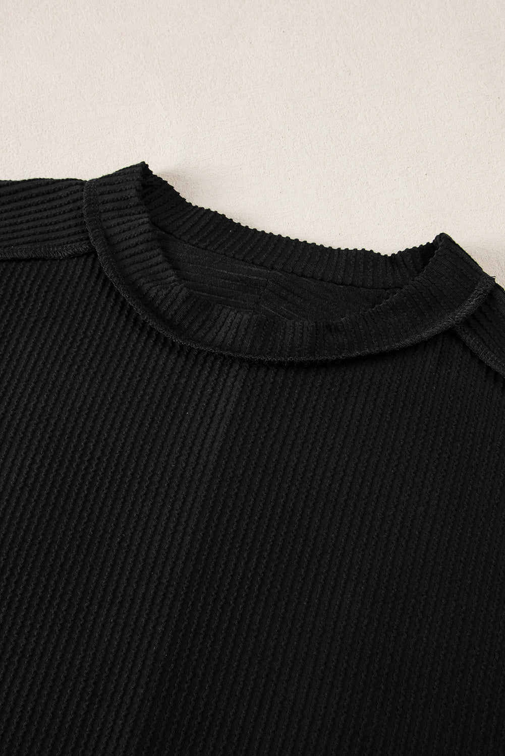 Textured Knit Exposed Stitching T-shirt