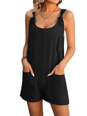 Casual Back Button  Shorts Jumpsuit Overalls