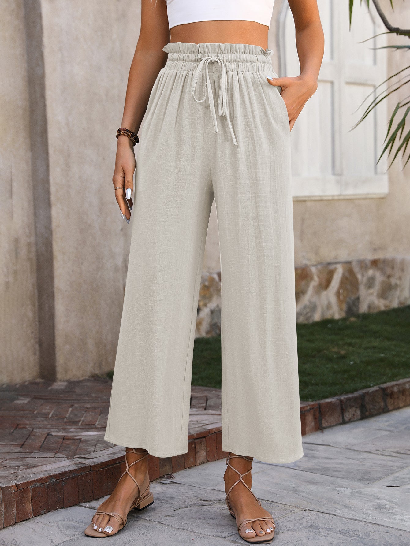 Casual High Waisted Loose Trousers