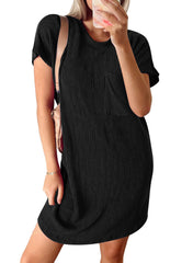 Summer Casual T-shirt Short-sleeved Dress (With Pockets)