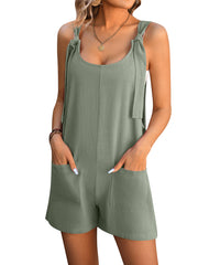 Casual Back Button  Shorts Jumpsuit Overalls