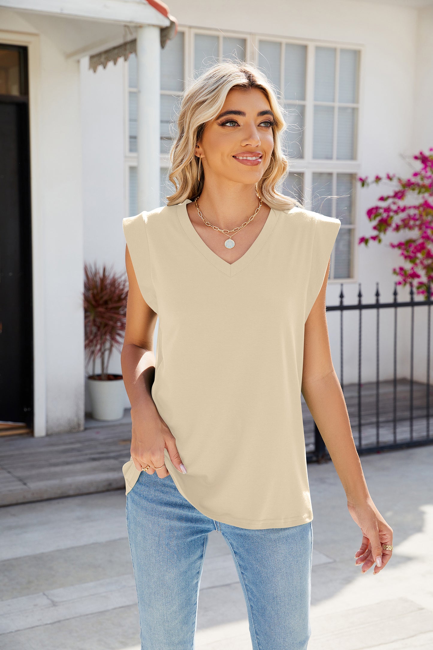  Summer Tops Cap Sleeve V Neck T Shirts