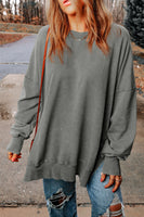 Customizable Drop Shoulder Ribbed Trim Oversized Sweatshirt