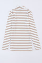 Striped Print Textured Knit Long Sleeve Tee