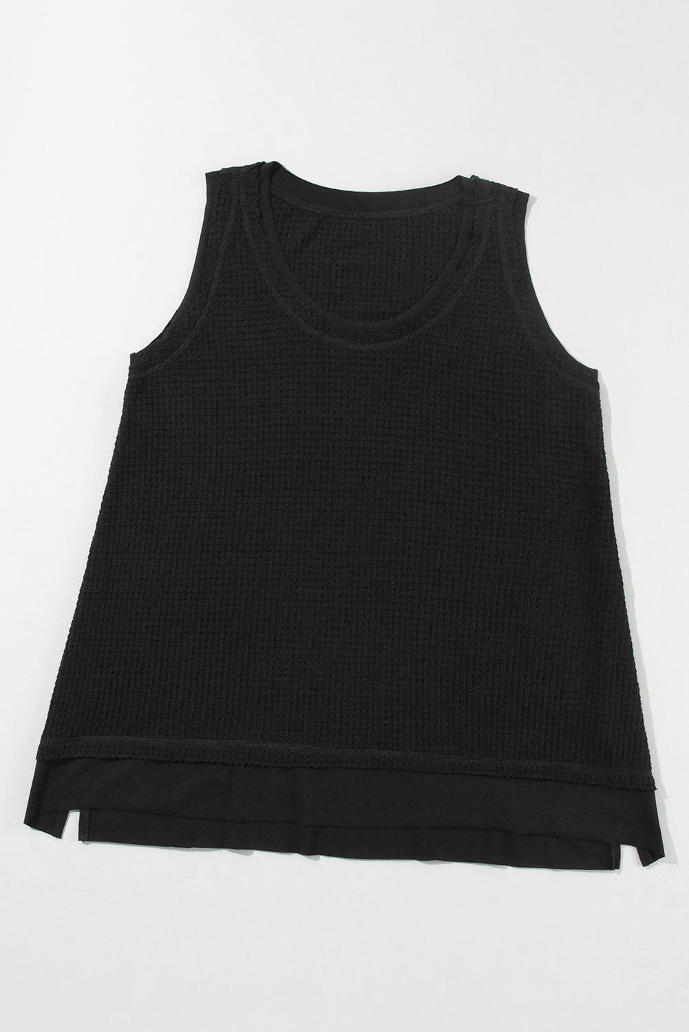 Women's Scoop Neck Waffle Knit Flowy Vest