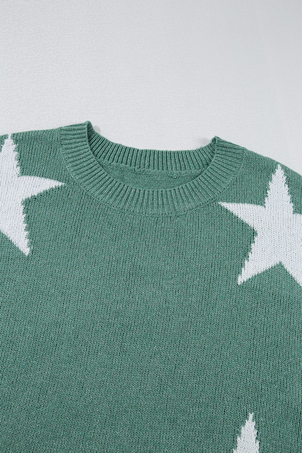 Solid Color Star Pattern Drop Shoulder Sweater