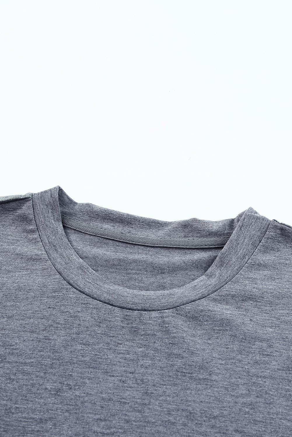 Gray Solid Color Crew Neck Tee