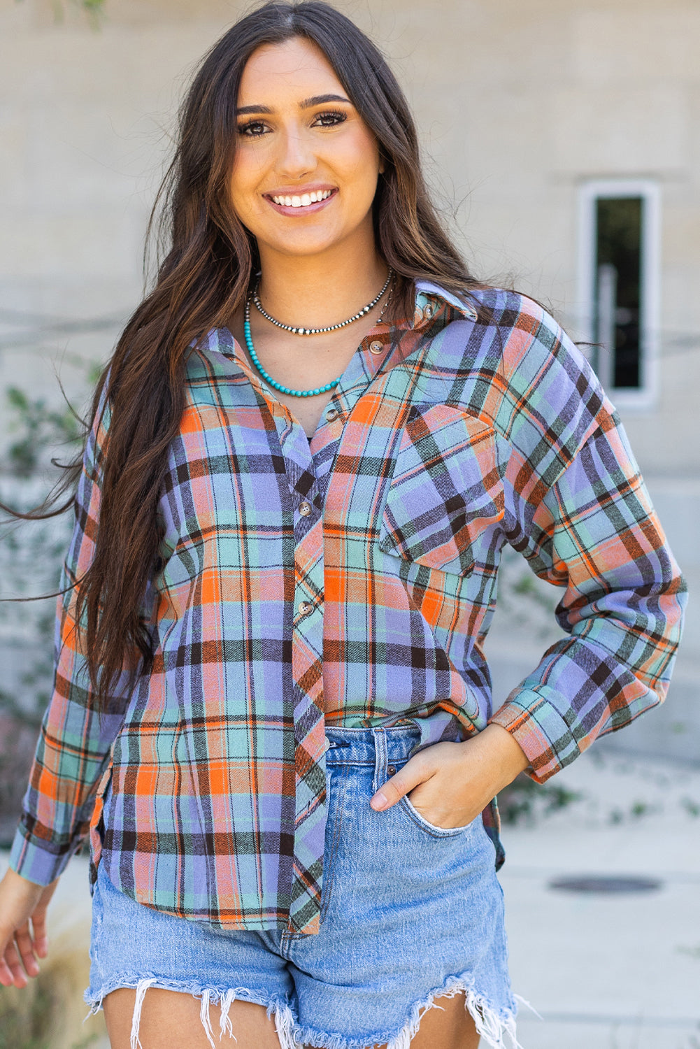 Women's Plaid Print Loose Vintage Shirt