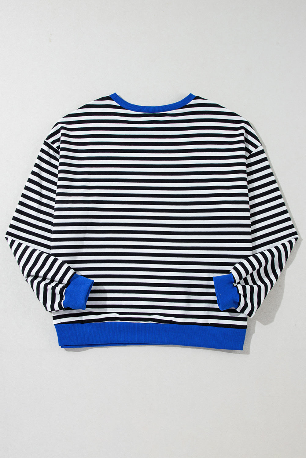 Stripe Oversized Contrast Trim Pullover Sweatshirt