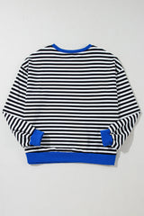 Stripe Oversized Contrast Trim Pullover Sweatshirt