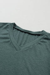 Mist Green Fashion Petal Sleeve V Neck T Shirt